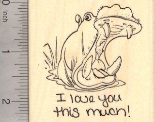 I love you this much! Hippopotamus Rubber Stamp, Hippo