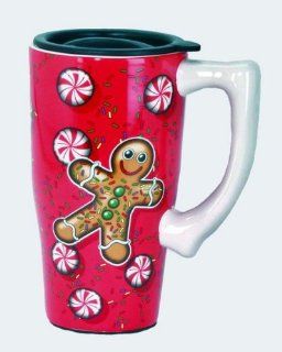 Spoontiques Gingerbread Travel Mug, Red: Coffee Cups: Kitchen & Dining