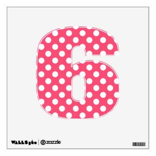 Pink & White Polka Dot Number 6 Wall Decal