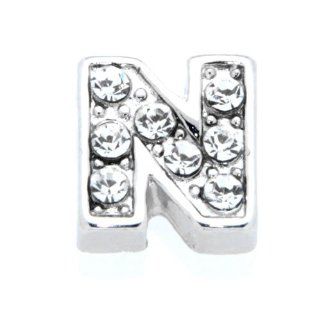 Crystal Letter N Floating Charm for Heart Lockets: Jewelry
