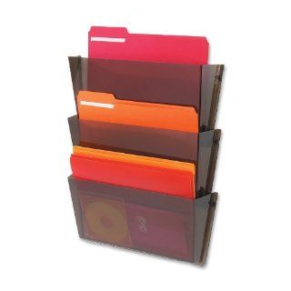 Deflecto 63602 Unbreakable docupocket expandable three pocket wall file set, letter, smoke : Expanding File Jackets And Pockets : Office Products