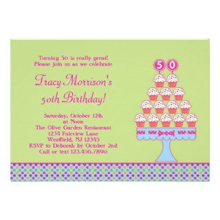 50th Birthday Cupcakes Invitation