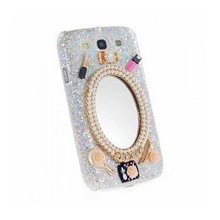 Aunriver Handmade 3D Mirror and Fashion Crystal Rhinestone Back Case for Samsung Galaxy S3 III i9300 (White): Cell Phones & Accessories