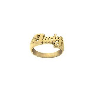 Name Ring 24K Gold Plated Sterling Silver Personalized Handcrafted with Name of Your Choice Size 5 thru 10 Made in USA: JN Monograms: Jewelry