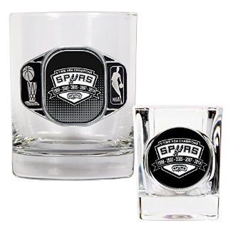 NBA San Antonio Spurs 2014 Champ Rocks Glass and Shot Glass Set : Sports & Outdoors