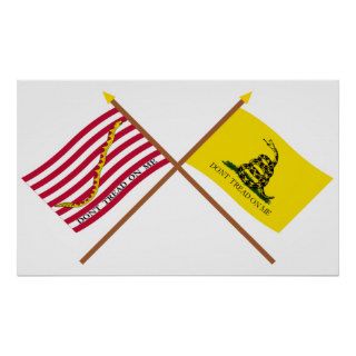 Crossed Navy Jack and Gadsden Flag Posters