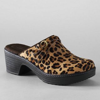 Lands End Multi womens carly leopard print clogs