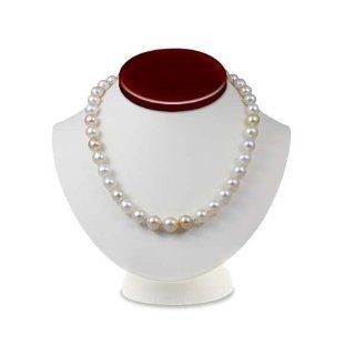 Mixed Golden and White South Sea Cultured Pearl Necklace (9.1 10.6mm Near Round/Drop AA+/AA) (14K White Ball Clasp): Jewelry