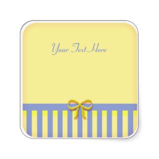 Cute Blue and Yellow Striped Sticker with Bow