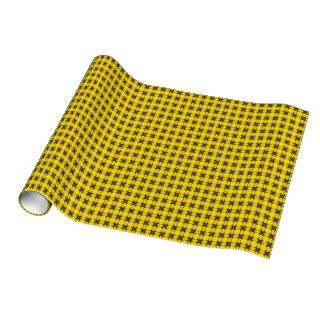 Yellow and Black Tribal Fractal Pattern Wrapping Paper