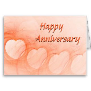 Orange Abstract Heart Happy Anniversary Greeting Card