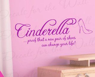 Cinderella Proof That a New Pair of Shoes Disney   Girl's Room Kids Baby Nursery Funny   Disney Cinderella Glass Slipper   Quote Lettering Decor, Saying Sticker Graphic Art, Vinyl Wall Decal Decoration   Home Decor Product