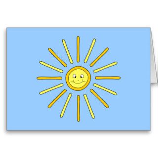Happy Summer Sun. Yellow and Blue. Greeting Cards