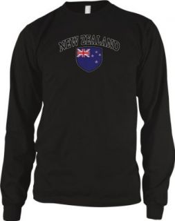 New Zealand Flag Shield International Soccer Thermal Shirt, New Zealander National Pride Men's Thermal Shirt: Clothing