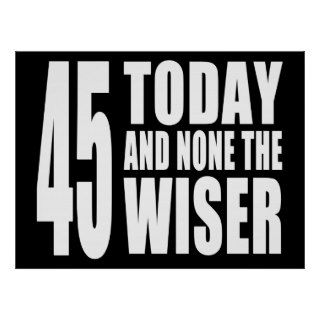 Funny 45th Birthdays : 45 Today and None the Wiser Posters