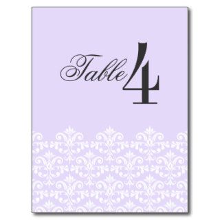Elegant Purple Damask Wedding Table Number card Post Cards