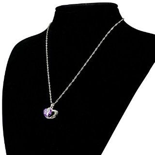 Bessky New Fashion 1pc Women Girl Luxury Alloy Two Heart Pendant Necklace Chain (Purple)  