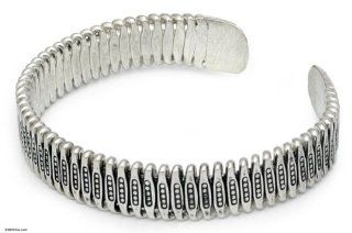 Sterling silver cuff bracelet, 'Unique'   Handmade Sterling Silver Cuff Bracelet Jewelry