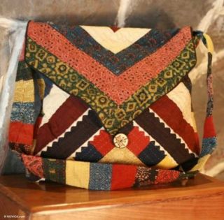Cotton shoulder bag, 'Patchwork Puzzle': Shoes