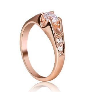 Mother's Day Gifts Rose Gold Finish Cubic Zirconia Engagement Ring with Cubic Zirconia Shoulders R203 Jewelry