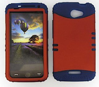 HTC ONE X S720E NON SLIP BURN ORANGE HEAVY DUTY CASE + DARK BLUE GEL SKIN SNAP ON PROTECTOR ACCESSORY: Cell Phones & Accessories