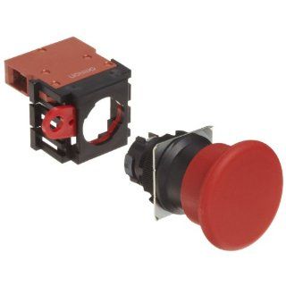 Omron A22 MR 01M Mushroom Type Pushbutton and Switch, Screw Terminal, IP65 Oil Resistant, Non Lighted, Momentary Operation, Round, Red, 40mm Diameter, Single Pole Single Throw Normally Closed Contacts: Electronic Component Pushbutton Switches: Industrial &