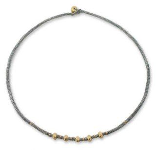 Gold plated braided necklace, 'Tribal Mist': Chain Necklaces: Jewelry