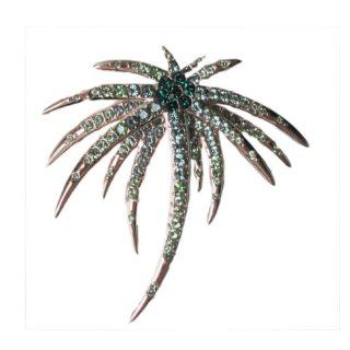 Unique Tropical Holiday Green Coconut Palm Swarovski Crystal Tree Pin Brooch BR117: Brooches And Pins: Jewelry