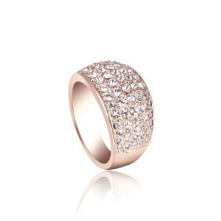 Fashion Plaza 18k Gold Plated Use Swarovski Multi Crystal Wedding Engagement Ring R304: Jewelry