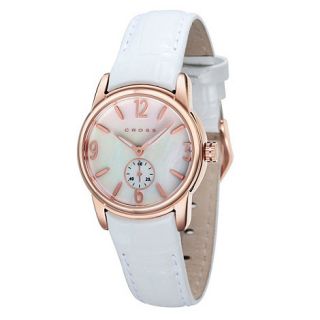 Cross Ladies white and gold rainbow dial watch