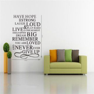 15" X 23.6" Wall Sticker Have Hope Be Strong Laugh Loud & Play Hard Live in the Moment Smile Often Dream Big Remember You Are Loved and Never Ever Give up Inspirational Quotes Wall Sayings Lettering Sticker DIY Vinyl Decal Room Home Wall Mura