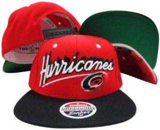 Carolina Hurricanes Red/Black Two Tone Plastic Snapback Adjustable Plastic Snap Back Hat / Cap: Clothing