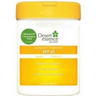 Desert Essence Sun Screen Towelettes, SPF 30, 25 Count Package (Pack of 2): Health & Personal Care