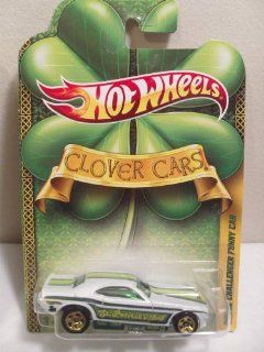 Hot Wheels 2011 Clover Cars Series St. Patrick's Day Dodge Challenger Funny Car, Pearl White, w/Dk. Green, Green, & Lt. Green stripes on sides & across top Toys & Games