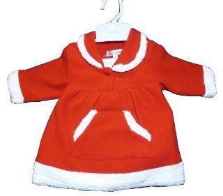 Fleece Christmas Dress with White Trim for Baby Girl 6 9 Months : Infant And Toddler Apparel : Baby