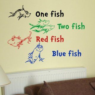 Dr Seuss One Fish Two Fish Red Fish Blue Fish Wall Quote Vinyl Wall Art Decal Sticker   Other Products  