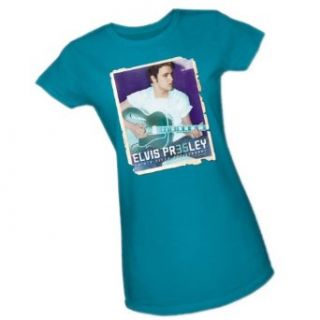 Guitar   35th Anniversary    Elvis Presley Crop Sleeve Fitted Juniors T Shirt: Movie And Tv Fan T Shirts: Clothing