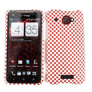 HTC DROID DNA CDM 6435 RED WHITE CHECKERS EMBOSSED CASE ACCESSORY SNAP ON PROTECTOR: Cell Phones & Accessories