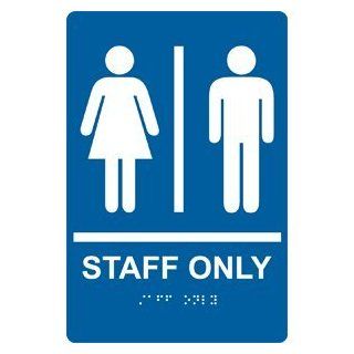 ADA Staff Only Braille Sign RRE 990 WHTonBLU Restricted Access : Business And Store Signs : Office Products