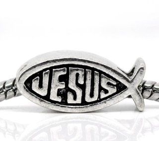 Pro Jewelry "Jesus Fish" Charm Bead for Snake Chain Charm Bracelets: Bead Charms: Jewelry