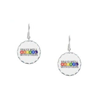 Earring Circle Charm Prays Well With Others Hindu Jewish Christian Peace Symbol Sign: Dangle Earrings: Jewelry