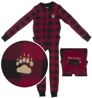 Lazy One Red Check Cotton Union Suit for Toddlers and Kids: Clothing
