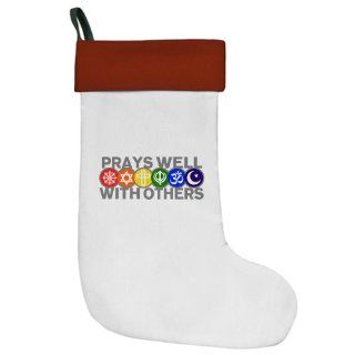 Christmas Stocking Prays Well With Others Hindu Jewish Christian Peace Symbol Sign  