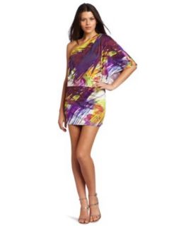 Asymmetrical Jersey Print Dress (Small, Blue) at  Womens Clothing store: Womens Dresses
