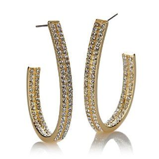 Real Collectibles by Adrienne® Jeweled Inside Outside Oval Hoop Earrings: Jewelry