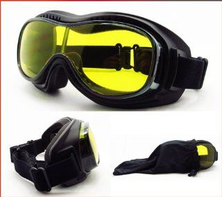Motorcycle Goggles Fit Over Glasses Yellow Polycarbonate Lens for Men and Women with XXLarge Microfiber Cleaning Case Bomber Fit Over Goggles: Automotive