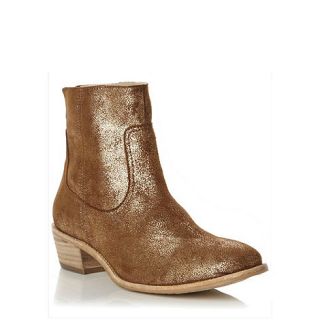 Dune Gold leather picker metallic western style ankle boots