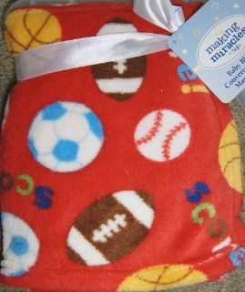 NOJO Making Miracles Sports Theme Baby Blanket color Red : Nursery Receiving Blankets : Baby
