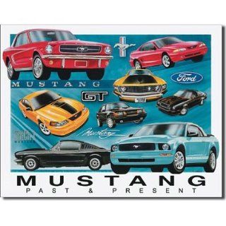 Ford Mustang Past and Present Chronology Evolution History Car GT Shelby Retro Vintage Tin Sign   13x16, 16x13   Prints