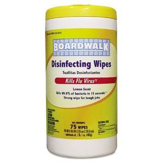 Boardwalk 355 W75 Disinfecting Wipes, 8 x 7, Lemon Scent, 75/Canister (Case of 6): Industrial & Scientific